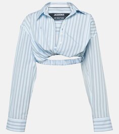 Хлопковый топ в полоску la chemise bahia courte Jacquemus, синий