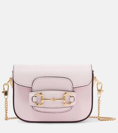 Кожаная сумка через плечо horsebit 1955 super mini Gucci, розовый