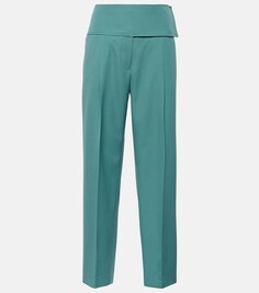 Широкие брюки со складками из шерсти Jil Sander, зеленый