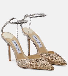 Атласные туфли saeda 100 с декором Jimmy Choo, желтый