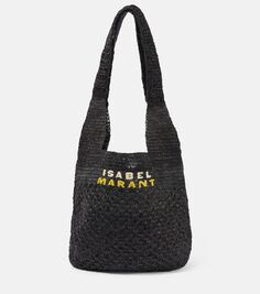 Большая сумка-тоут praia medium из рафии Isabel Marant, черный