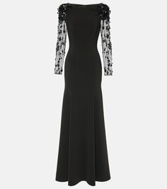 Платье adella из крепа с декором Jenny Packham, черный