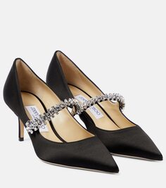 Атласные туфли bing 65 с декором Jimmy Choo, черный