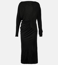 Платье макси oron со сборками из джерси Khaite, черный