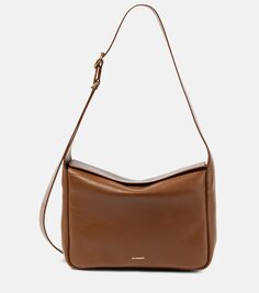 Маленькая кожаная сумка через плечо flap messenger Jil Sander, коричневый