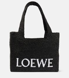 Сумка-тоут paula&apos;s ibiza среднего размера из рафии с логотипом Loewe, черный