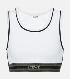 Укороченная майка с логотипом Loewe, белый