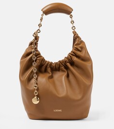 Маленькая кожаная сумка через плечо squeeze Loewe, коричневый