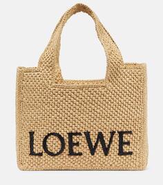 Маленькая сумка-тоут paula&apos;s ibiza из рафии с логотипом Loewe, бежевый