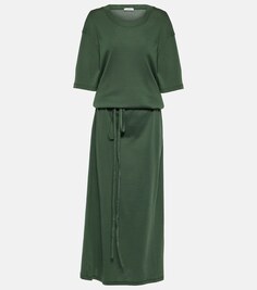 Платье миди из хлопкового джерси Lemaire, зеленый