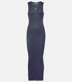 Платье миди anagram в рубчик Loewe, синий