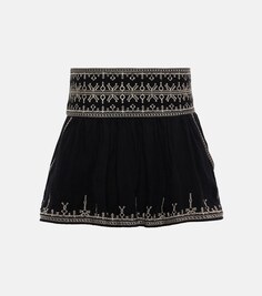 Хлопковая мини-юбка с вышивкой picadilia Marant Etoile, черный
