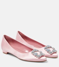 Атласные балетки hangisi Manolo Blahnik, розовый