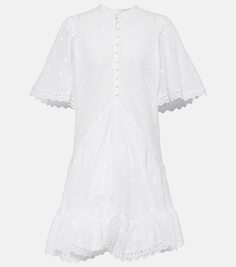 Хлопковое мини-платье slayae с вышивкой Marant Etoile, белый