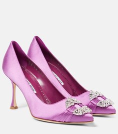 Атласные туфли maidapump с декором Manolo Blahnik, синий