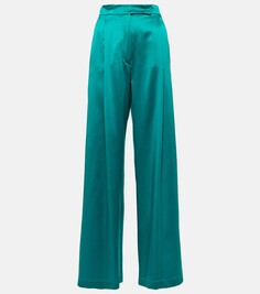 Широкие шелковые брюки elegante fiesta Max Mara, зеленый