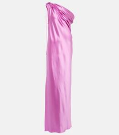 Шелковое платье elegante opera на одно плечо Max Mara, розовый