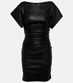 Кожаное мини-платье yuzu со сборками Maticevski, черный