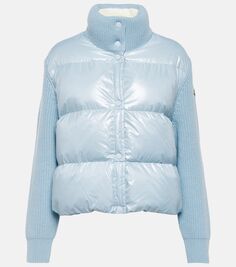 Шерстяная куртка с пуховыми вставками Moncler, синий