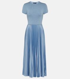 Плиссированное платье миди из смесовой шерсти Polo Ralph Lauren, синий