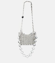 Миниатюрная сумка на плечо 1969, украшенная кристаллами Rabanne, серебряный
