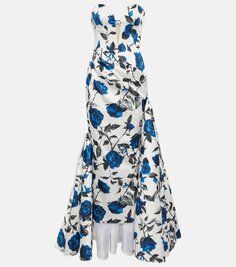Атласное платье с драпировкой и цветочным принтом Rasario, синий