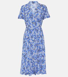 Платье миди из крепа с цветочным принтом Polo Ralph Lauren, синий