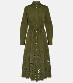 Платье-рубашка из хлопка с вышивкой Polo Ralph Lauren, зеленый
