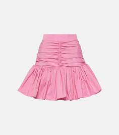 Мини-юбка фай с высокой посадкой и оборками Patou, розовый