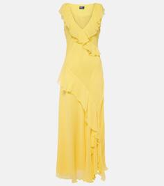 Платье макси с оборками Polo Ralph Lauren, желтый