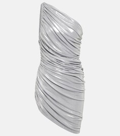 Мини-платье pickleball diana со сборками из ламе Norma Kamali, серебряный
