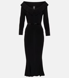 Платье миди из джерси с открытыми плечами Norma Kamali, черный