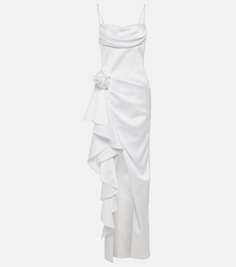 Атласное платье с цветочной аппликацией Rasario, белый