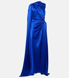 Асимметричное шелковое платье с драпировкой Roksanda, синий
