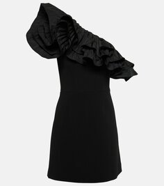 Мини-платье на одно плечо с оборками Rebecca Vallance, черный