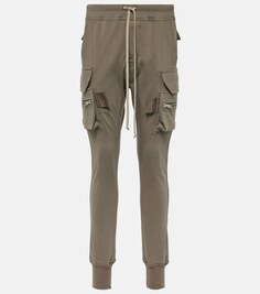 Узкие брюки-карго из хлопка с высокой посадкой Rick Owens, бежевый