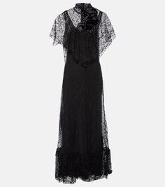 Платье миди с кружевной отделкой Rodarte, черный