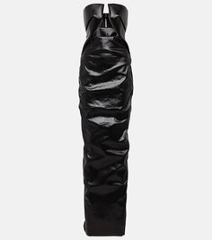Джинсовое платье с вырезом prong и покрытием Rick Owens, черный