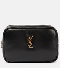 Стеганая кожаная косметичка Saint Laurent, черный