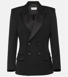 Шерстяной пиджак-смокинг grain de poudre Saint Laurent, черный