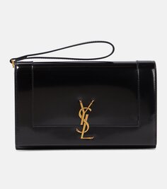 Лакированный клатч cassandre Saint Laurent, черный