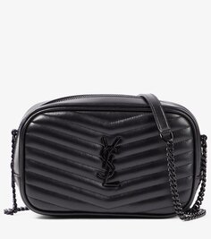 Кожаная сумка через плечо lou mini Saint Laurent, черный