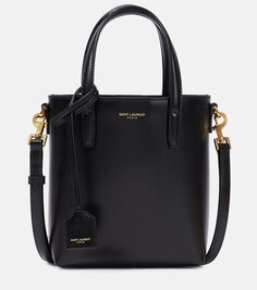 Кожаная сумка-тоут mini Saint Laurent, черный