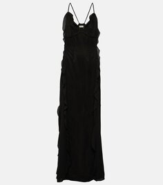Платье-комбинация emily с v-образным вырезом и оборками Simkhai, черный