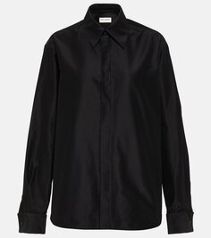 Хлопковая рубашка оверсайз Saint Laurent, черный