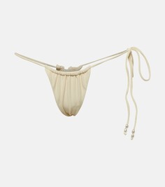 Плавки бикини string с вышивкой из бисера Same, белый