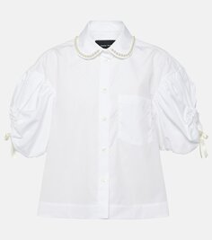 Рубашка из хлопкового поплина с украшением Simone Rocha, белый