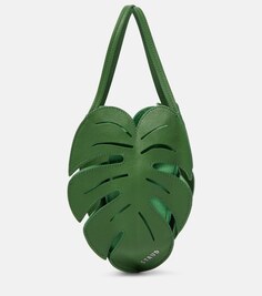 Кожаная сумка-тоут palm mini Staud, зеленый