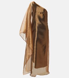 Платье макси betsy на одно плечо из кади Taller Marmo, металлический