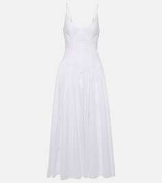 Платье макси dena из хлопкового поплина Staud, белый
